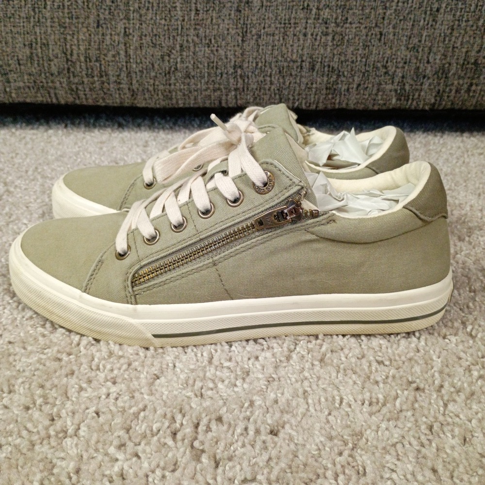 Taos Womens 8 Z Soul Canvas Zipper Casual Sneakers Lace Up Khaki Shoes - Picture 4 of 11